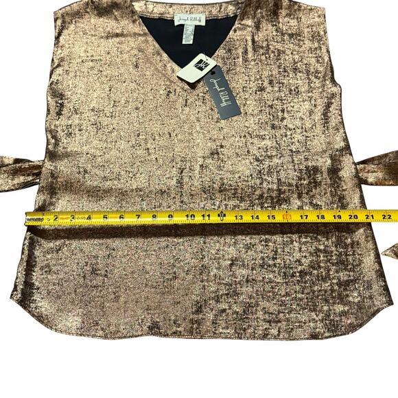 NWT Josef Ribkoff Women Rose Gold Metallic Sleeveless Belted Tunic Blouse Size 8 - Picture 6 of 11